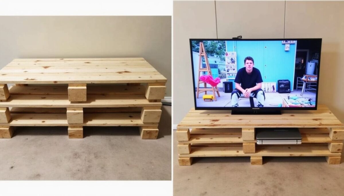 Transformation murale : créez un support TV unique avec des palettes en bois – guide étape par étape Transformation murale : créez un support TV unique avec des palettes en bois – guide étape par étape